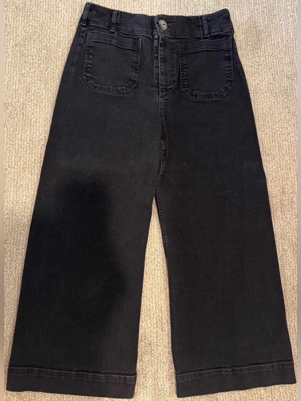 Maeve by Anthropologie “Colette” Black Wide-Leg High-Rise Jeans. Size 29 Petite.